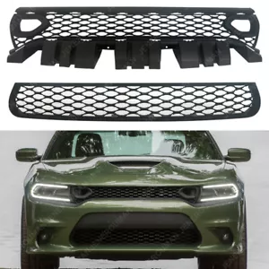 2PCs For 15-23 Dodge Charger Scat Pack Upper Lower Grill Grille W/O Camera Hole - Picture 1 of 10