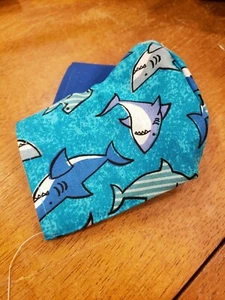 Reversible sharks mask kids age 3-6 w/adjustable elastic ear straps - Picture 1 of 1