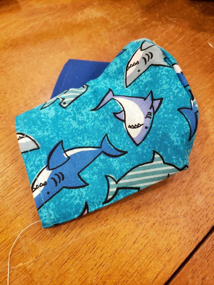 Reversible sharks mask kids age 3-6 w/adjustable elastic ear straps  - Image 1 of 1