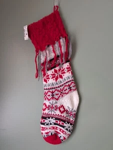 Aeropostale Calza Natalizia Fiera Isola Maglione Stile Maglia Rosso Grigio Grande 28" - Foto 1 di 10