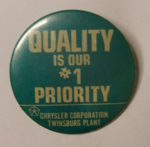 Chrysler Twinsburg Ohio Plant vintage 3" pushback button pin