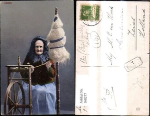 168277,Frau a. Spinnrad Tracht Technik  - Picture 1 of 1