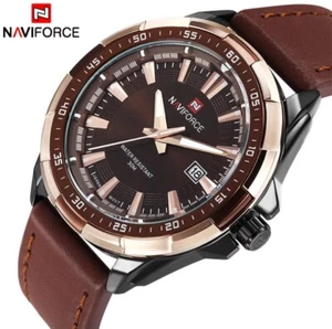 NAVIFORCE Mens Top Luxury Brand Fashion Sport Waterproof Army Military Leather - Picture 1 of 4