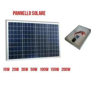 PANNELLO SOLARE FOTOVOLTAICO CELLE SILICIO 10,20,30,50,100,150,200 WATT - Foto 1 di 3