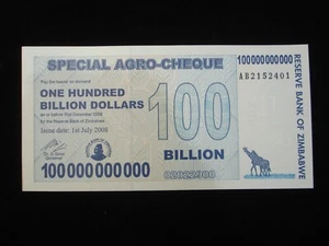 Zimbabwe 100 Billion Dollars Special Agro Cheque 2008 UNC Uncirculated PCGS GEM - Imagen 1 de 6