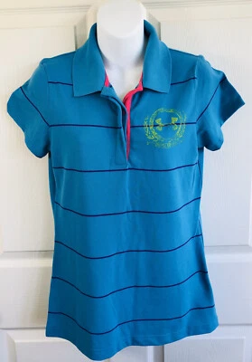 UNDER ARMOUR Polo Mujer MEDIANO Manga Corta Semi Ajustado Top (de26) Foto 1 de 4