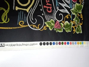 Fabric Robert Kaufman Donna Knold Suzanne Cruse Black Background- Panel 23" x43" - Picture 1 of 9