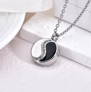 Hochwertige Edelstahl Einäscherung Andenken Yin Yang Anhänger Halskette - Bild 1 von 3