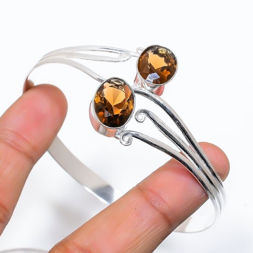 VALENTINO Bracciale regolabile gioiello argento sterling 925 pietra preziosa quarzo fumè