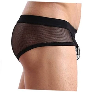 Men's Underwear Sexy Mesh Breathable Boxer Briefs Medium Style 2 Black 1 Pcs - Picture 1 of 8