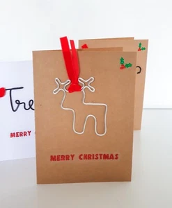 Personalised reindeer wire Christmas card / Christmas Bauble tree/ Christmas - Picture 1 of 3