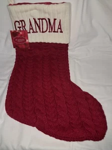 Weihnachtsstrumpf für Oma, rot-weiß gestrickt, 19" lang - Bild 1 von 1