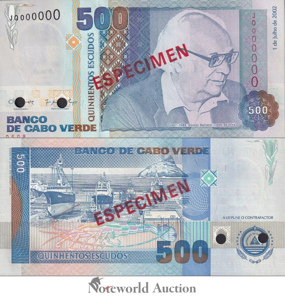 CAPE VERDE CABO VERDE 500 Escudos 2002 P 64 SPECIMEN UNC - Image 1 of 1