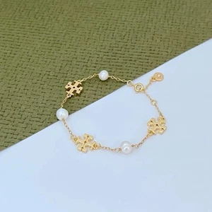 Tory Burch Gold Plated Classic Double T Lady Bracelet - Picture 1 of 3