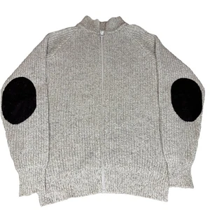 Cardigan maglione Orvis vintage anni 90 maglia scamosciata toppa gomito zip intera uomo L M - Foto 1 di 5