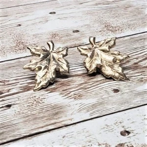 Pendientes de Clip Vintage - Impresionantes Declaración Grande Tono Dorado Hoja Otoño - Imagen 1 de 8