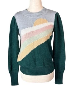 NEW Wildfox Size S “Sunrise Sunshine” Long Sleeve Crew Neck Wool Blend Sweater - Picture 1 of 11