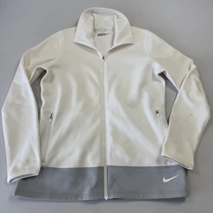 Nike Golf Women’s Long Sleeve Shirt Full Zip Therma-Fit White Gray Large - Picture 1 of 11