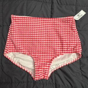 Bauchkontrolle Gingham zerrlose hoch taillierte Badehose - Größe: Small lang - Neu mit Etikett - Bild 1 von 14