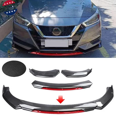Carbon Fiber Red Front+Bumper Lip Spoiler+Splitter Kits For Nissan Maxima Foto 1 de 4