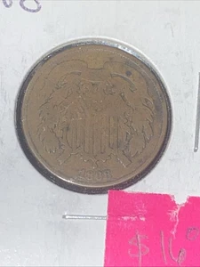 1868 pieza de dos centavos $16 - Imagen 1 de 4