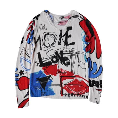 Desigual Sweater Womens Large Winnipeg Graffiti I Want More Love Art to Wear - Image 1 of 4