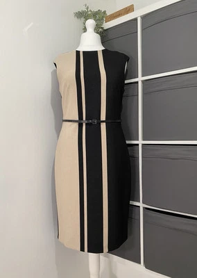 Phase Eight Sheath Shift Dress Size 16 Black Camel Belt Work Office Capsule - Image 1 of 4