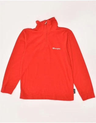 CHAMPION Boys Zip Neck Fleece Jumper 11-12 Years Large Red Polyester BJ02 - Image 1 of 3