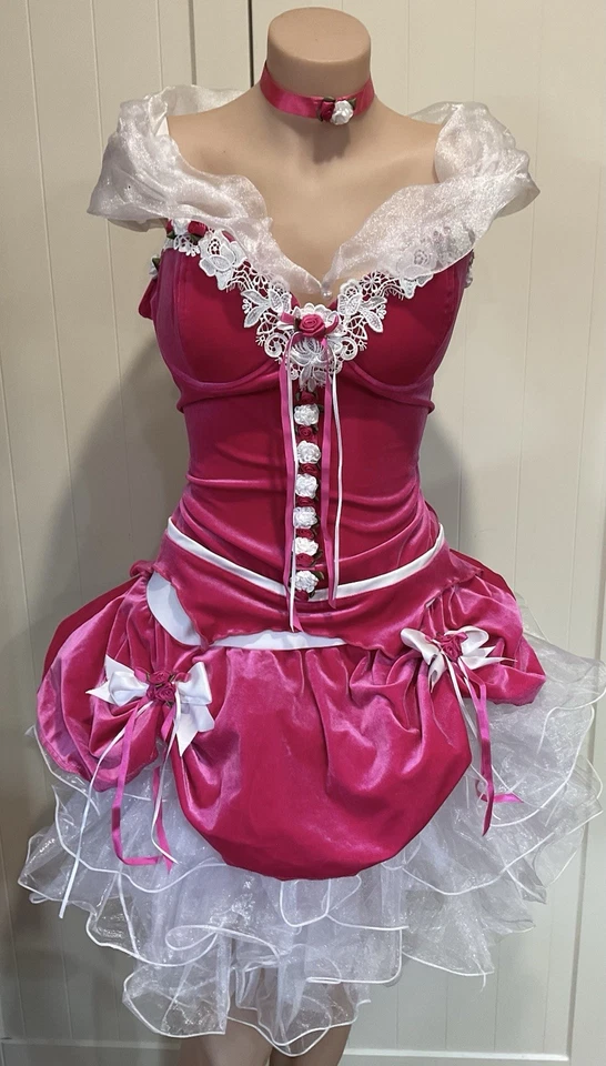 Seven Til Midnight Custom Velvet Stretch Pink Princess Womans Costume L New - Image 1 of 4