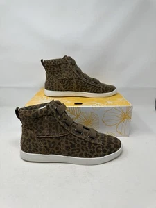 Yellow Box Damenschuhe 7,5 M braun Stoff Leopardenmuster mittelhoher modischer Sneaker - Bild 1 von 7