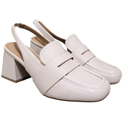 Madden Girl Britanna Slingback Penny Mocasín Bomba Tacones Talla EE. UU. 6M Patente Hueso Foto 1 de 4