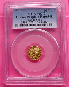 2005  CHINA GOLD  PANDA  20 YUAN PCGS MS70  COIN  PERFECT COIN  POP. ONLY 6 - Picture 1 of 2