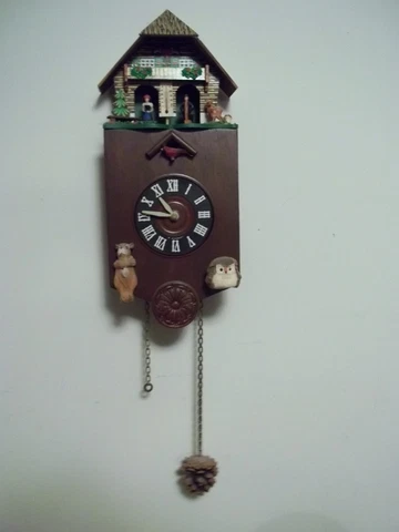 Vintage German Weather House Barometer Thermometer with hand made Cuckoo Clock Cover