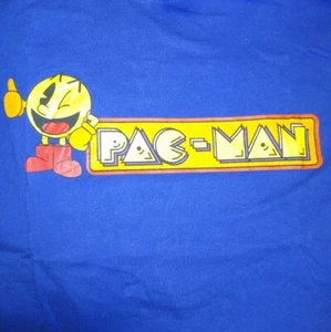 Rare Pac-man Vintage Game Royal Blue Long Sleeve Lightweight T Shirt Men's XL  - Picture 1 of 5