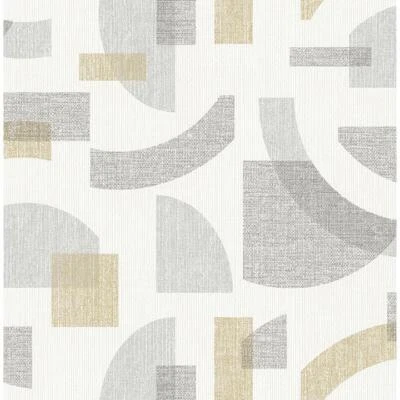 Wallpaper Modern Metallic Gold, Silver Geometric on Texture, 56 sq ft Bolt - Image 1 of 4