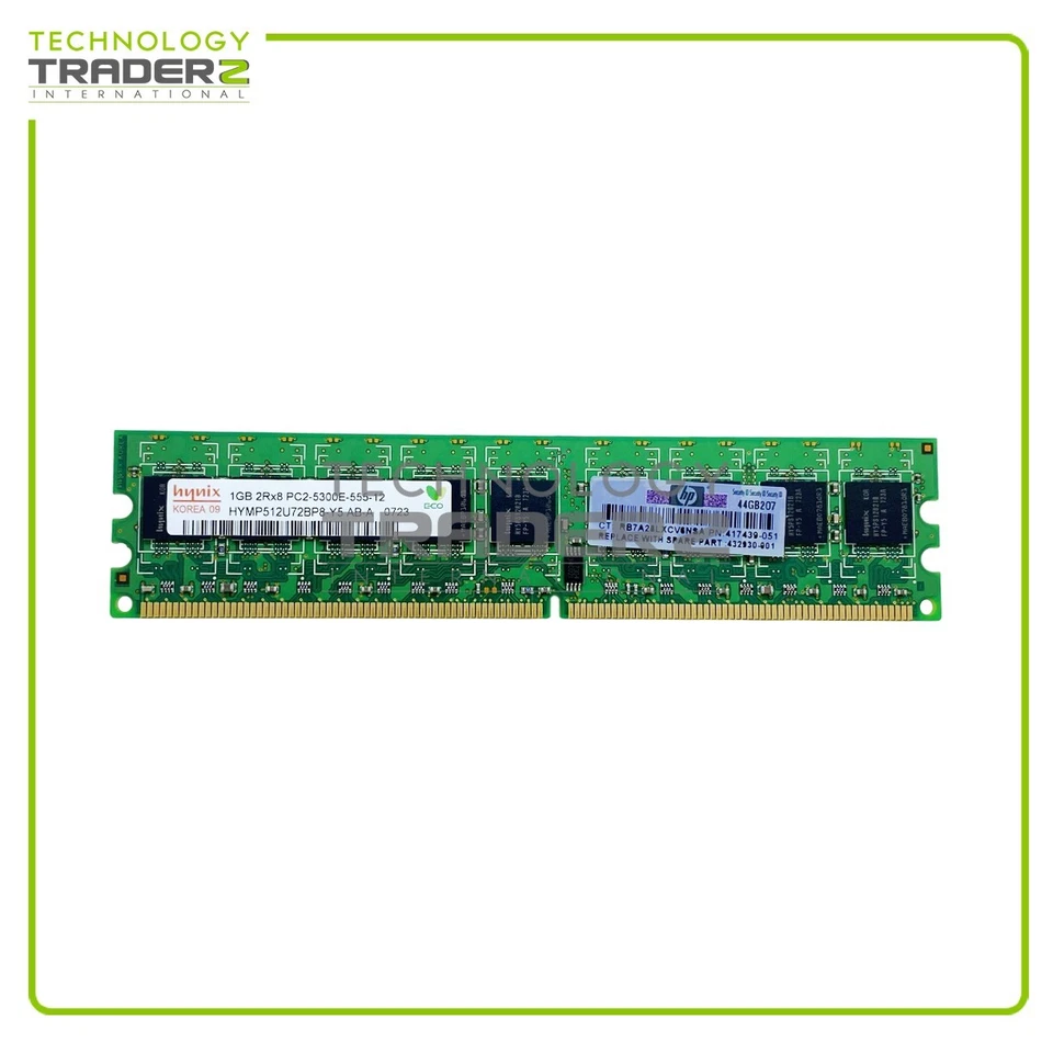 LOT OF 7 432804-B21 HP 1GB PC2-5300 DDR2-667MHz ECC Unbuffered Dual Rank Memory - Image 1 of 1