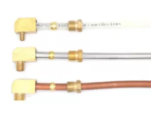 Auto Lube Grease 1/4" 1/8" bsp Lubrication Brass oil Elbow Fitting 4mm Tube L UK - Picture 1 of 3