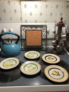 Vintage STANGL POTTERY TERA FRUIT/FLORAL6 1/4” Plates Set Of 4. Pre-owned. - Picture 1 of 4
