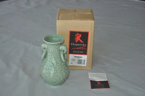 Chopsticks Andrea by Sadek Temple Vase Celadon Green Pattern - Picture 1 of 9