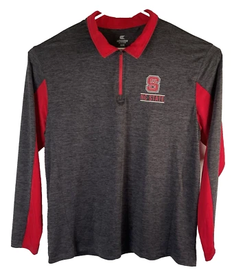 Мужская рубашка Colosseum Own The Stands NC STATE XL 1/4 на молнии с длинным рукавом серая красная - Изображение 1 из 4