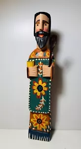 Guatemala Folk Art Santos Painted Carved Wooden Religious Figure - 15" - Picture 1 of 9