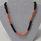 Vintage Black and Coral Multi-strand Beaded  Necklace - 3 Strands twisted