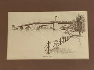 Sally Nellie "London Bridge" Lithographie Passepartout Künstler signiert & datiert 13,5"x9" - Bild 1 von 10