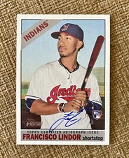 2015 Topps Heritage Francisco Lindor RC Real One Blue Ink AUTO Autograph Rookie