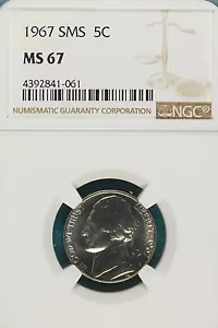 1967 P NGC SMS MS67 Jefferson Nickel!! #A5574 - Picture 1 of 2