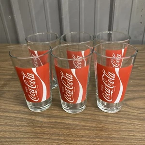 vintage Coca Cola Glass Cups Set Of 6  - Picture 1 of 3