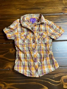 Marmot Shirt, Girl's Size XS, Orange Pink, Plaid, Button Up - Picture 1 of 7
