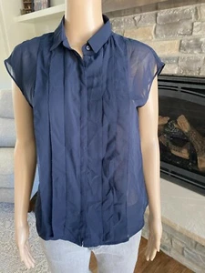 Loft Petite kleine blaue transparente Bluse mit Knopfleiste neu mit Etikett - 022 - Bild 1 von 8