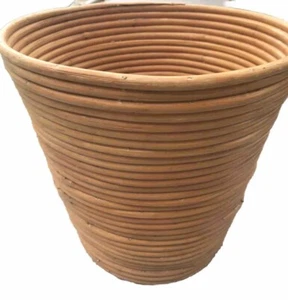 BLEISTIFTROHR Rattan Bambus Korb Pflanzgefäß Mitte des Jahrhunderts modern 1970er Jahre Boho Chic 🙂 - Bild 1 von 10