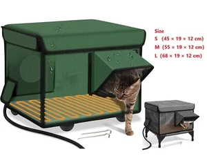 Insulated Heated Cat House Outside Kitty Bed Shelter Tent Foldable Waterproof - Picture 1 of 16